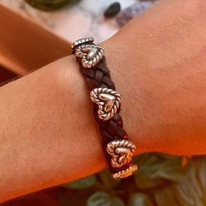 Brighton Leather Bracelet Silver Hearts